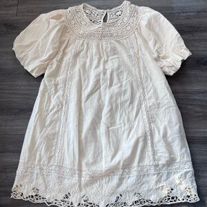 Zara ZW Collection embroidered short dress in Ecru